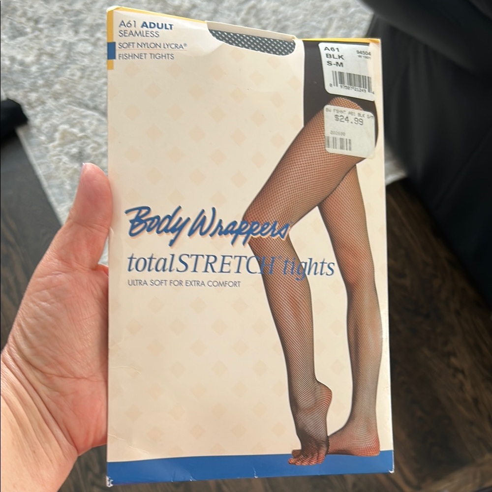 Body Wrappers Black Fishnet Tights - brand new in package
